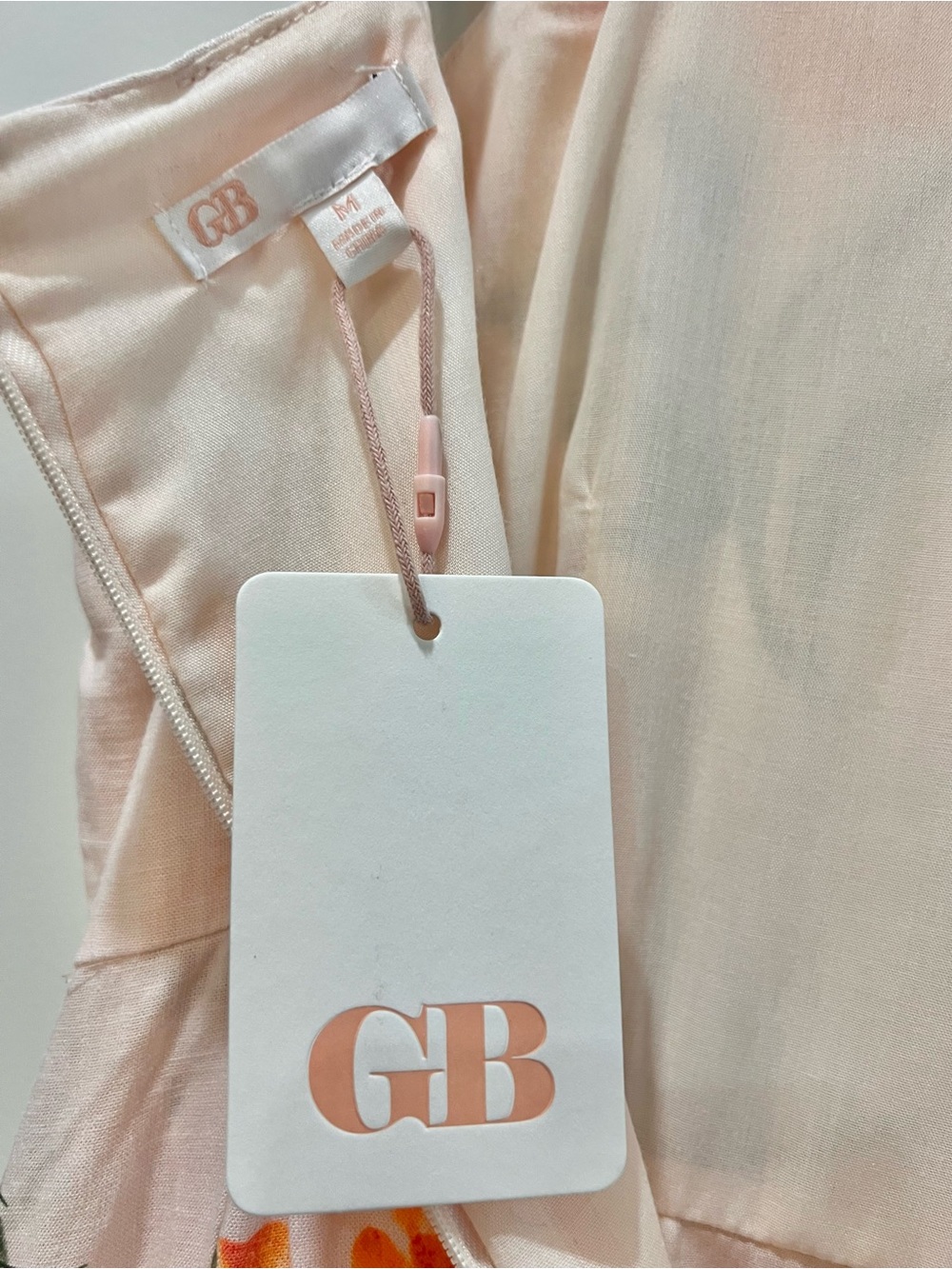 Gianni Bini Blush Maxi Dress with Orange Rose Print and Black Ties - Picture 9 of 14
